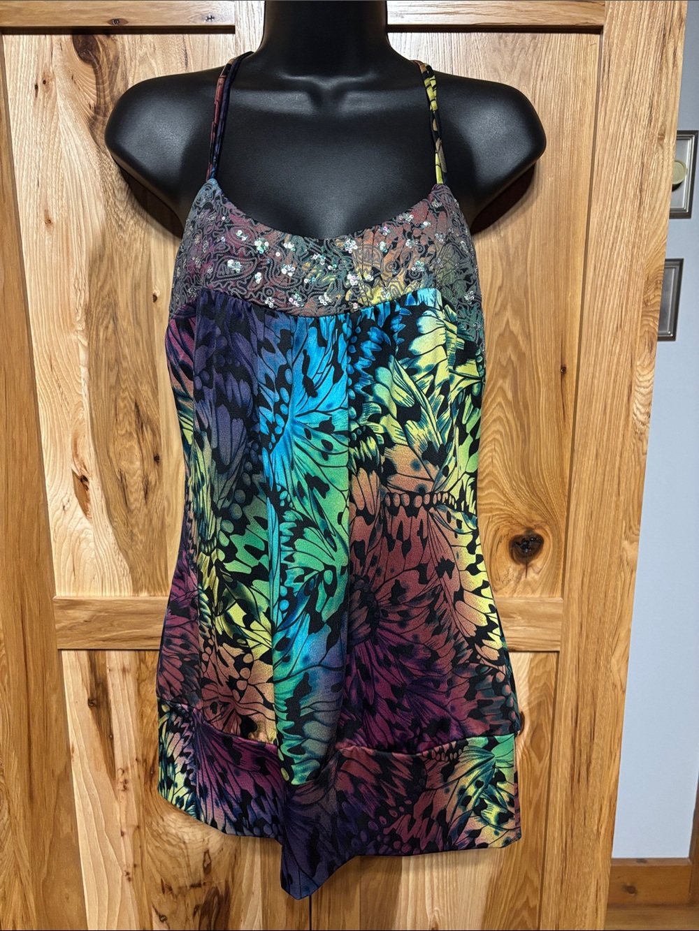Studio Y Rainbow Floral Strappy Dress Top